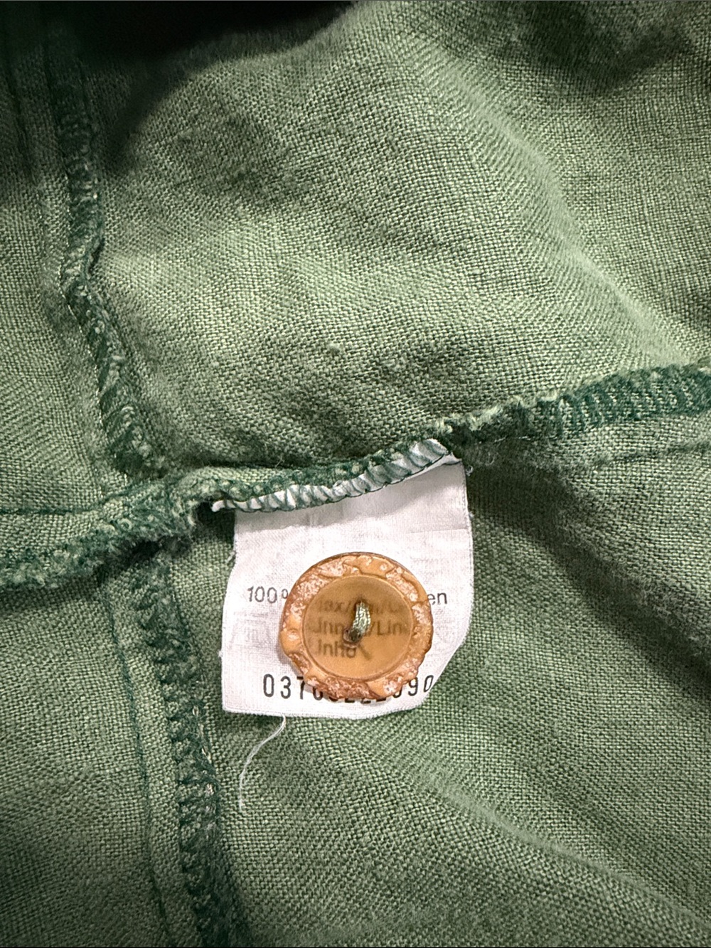 Trachten country house dress green 100% button down linen , made in Germany, M - Picture 6 of 8
